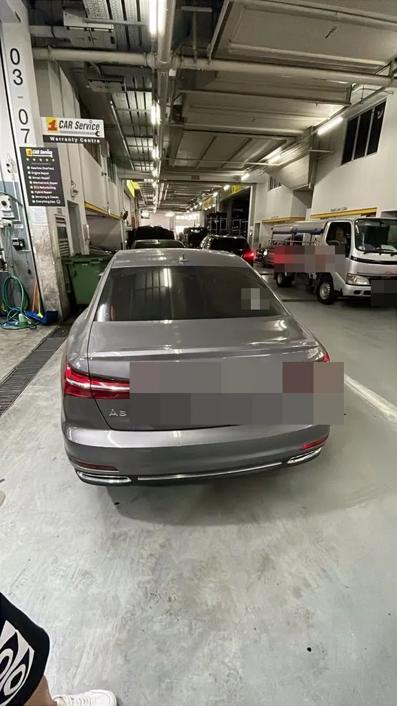 Audi A6 parked at the 1 Car Service workshop in Sin Ming AutoCity, Singapore