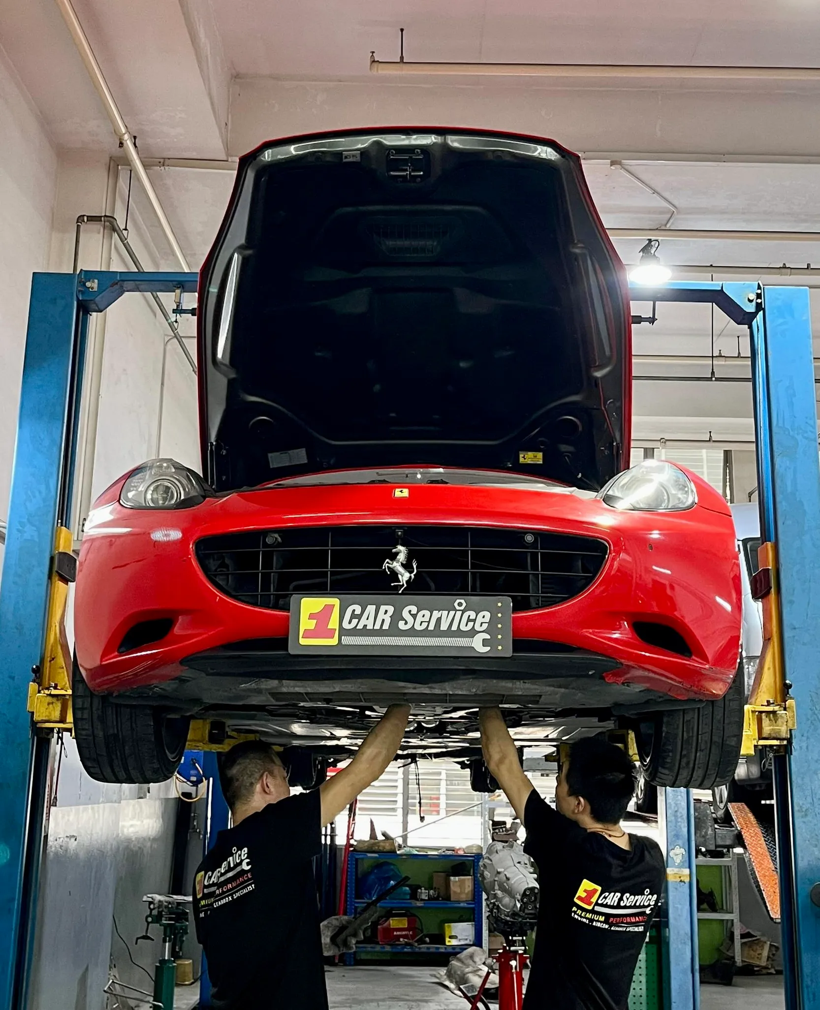 Ferrari engine work in our Singapore workshop