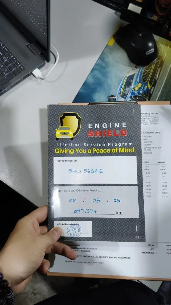 Hyundai Elantra after a completed engine mount replacement and major service at our Singapore workshop