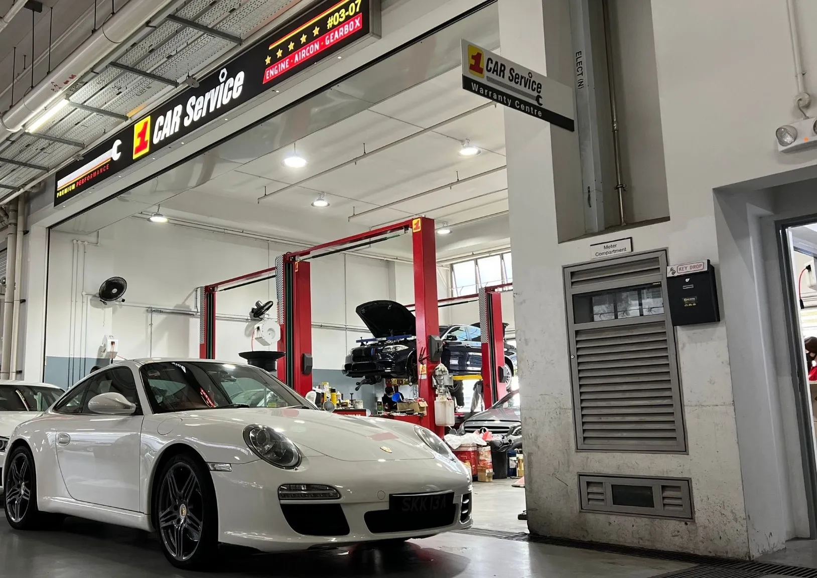 Independent workshop bay in Singapore where we carry out pre-purchase inspections