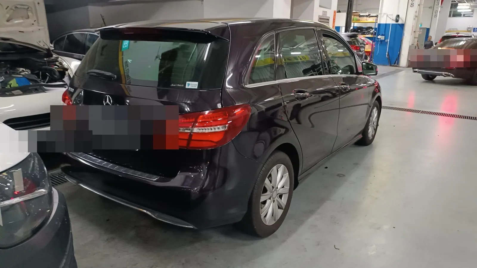 Mercedes-Benz B-Class parked at our Singapore workshop for servicing