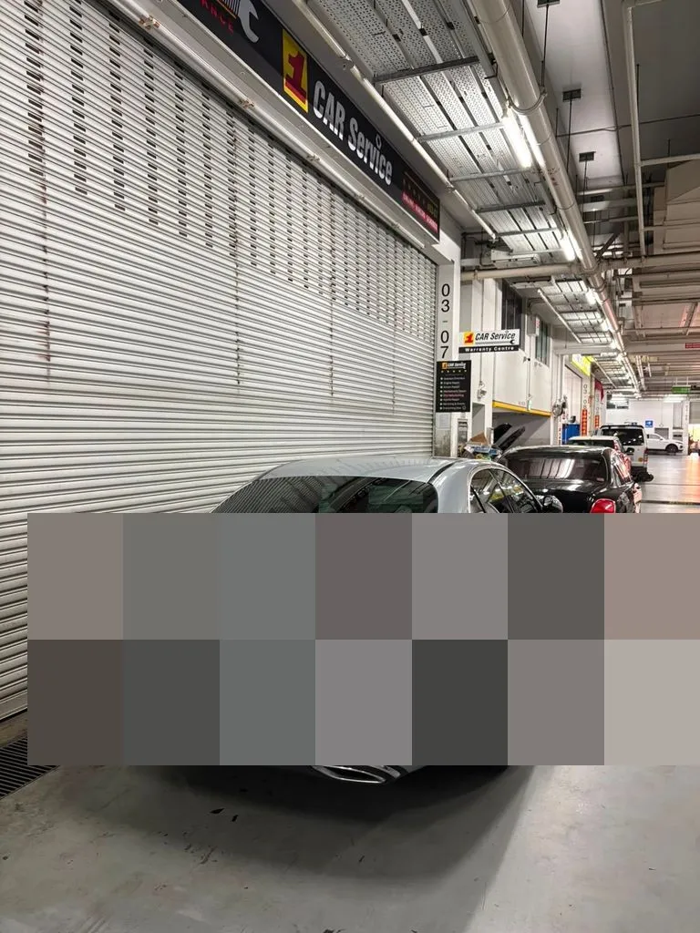 Silver Mercedes-Benz E350e W213 plug-in hybrid at our Sin Ming workshop in Singapore