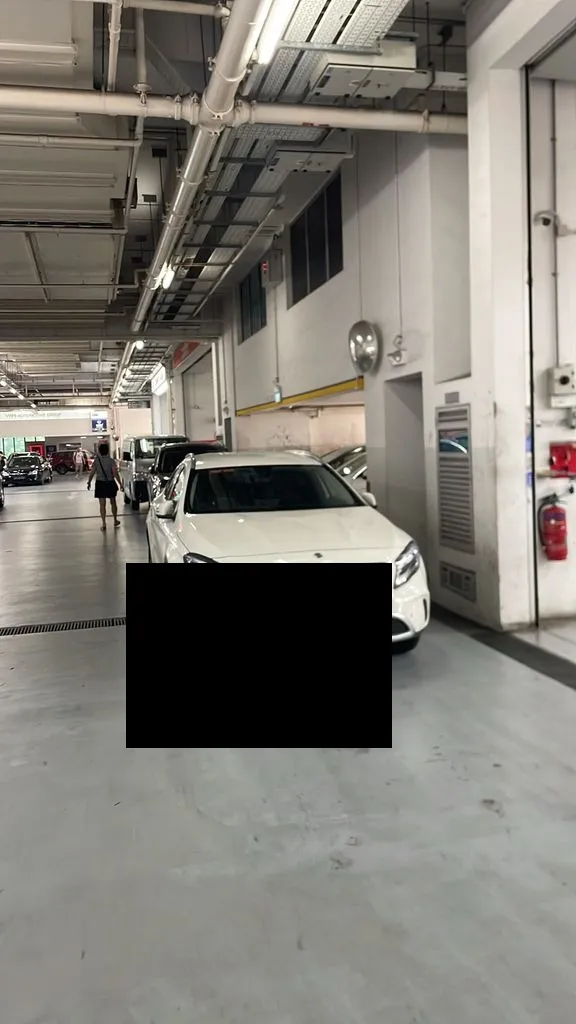 White Mercedes GLA parked at our Singapore workshop ready for a major service