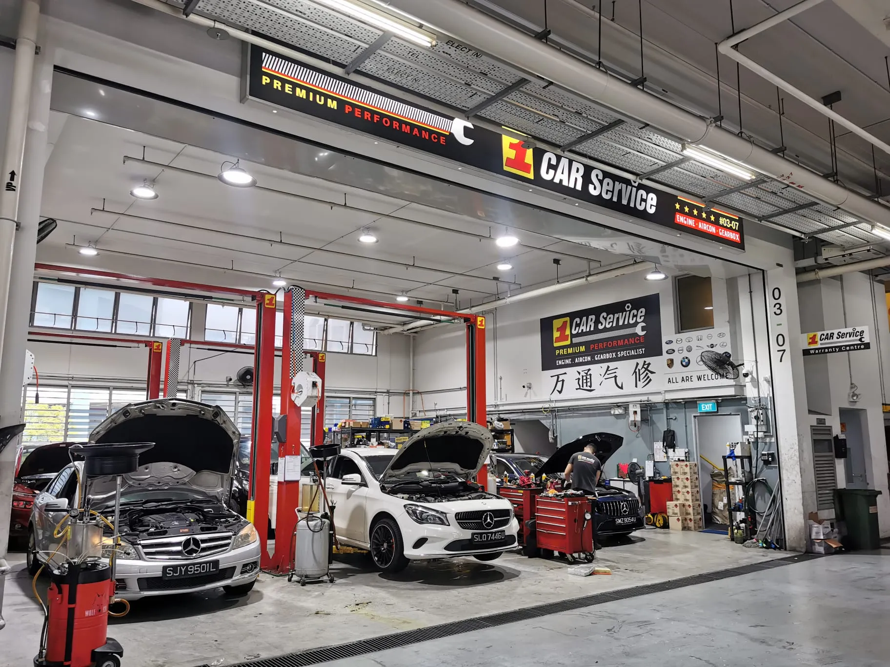 Mercedes-Benz in for gearbox repair inside our Singapore workshop