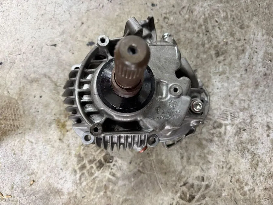 New PTU unit for the Porsche Macan ready to be fitted, showing the output shaft and housing