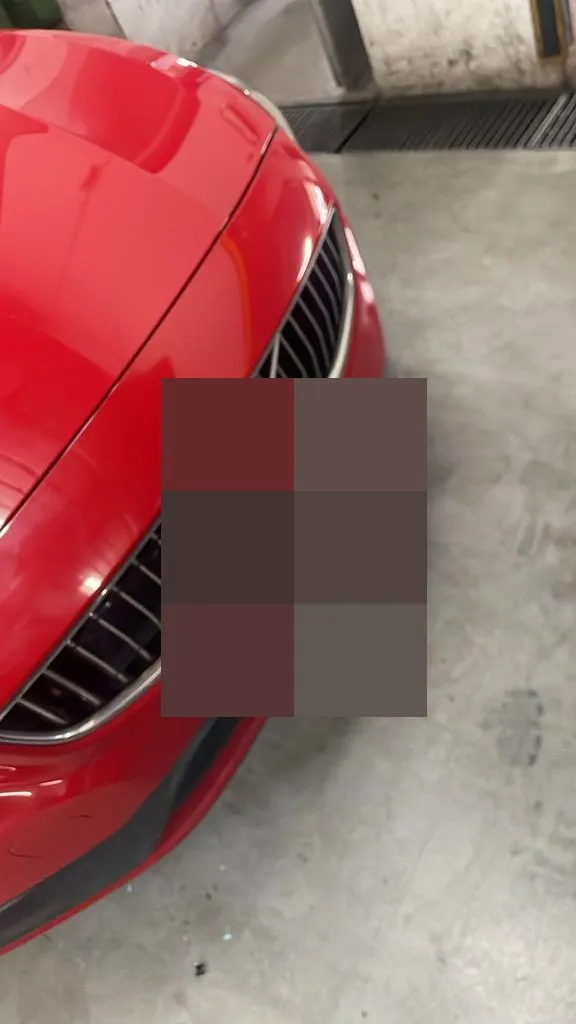 Red Volvo V60 at our Sin Ming workshop in Singapore when it came in for an aircon inspection