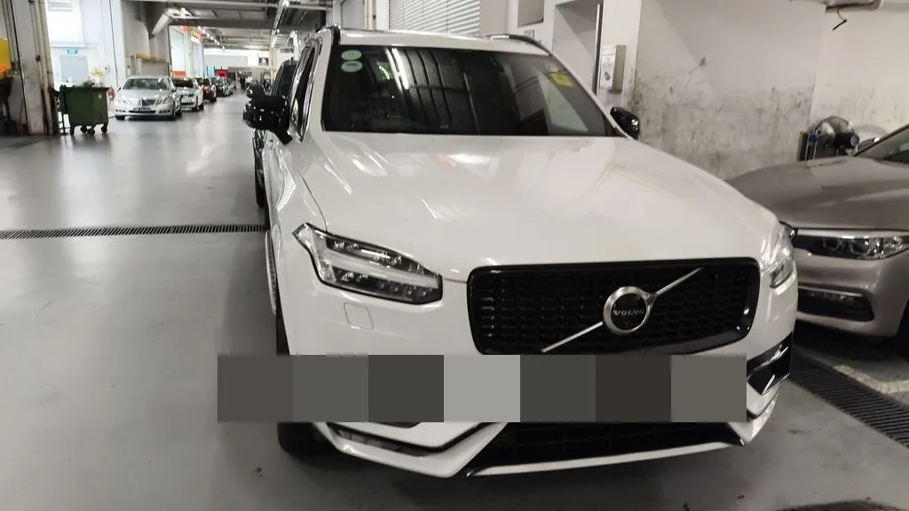 Volvo XC90 raised on the workshop lift at our Singapore workshop during a full suspension and engine mount repair