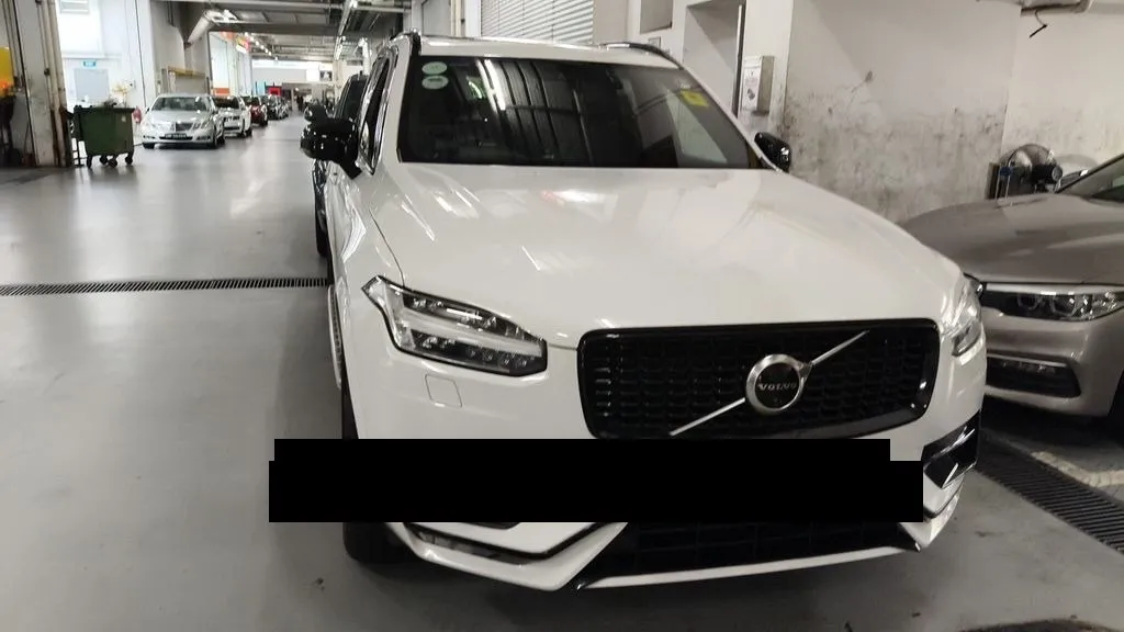 Volvo XC90 raised on the workshop lift at our Singapore workshop during a full suspension and engine mount repair