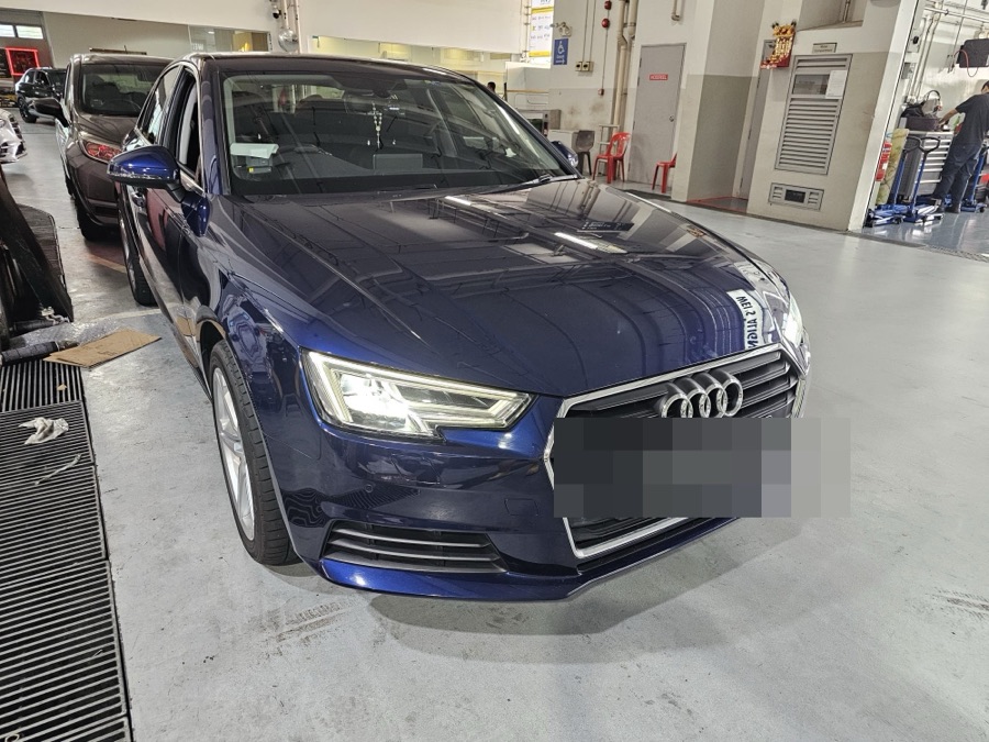 Audi A4 in for servicing at our Singapore workshop.