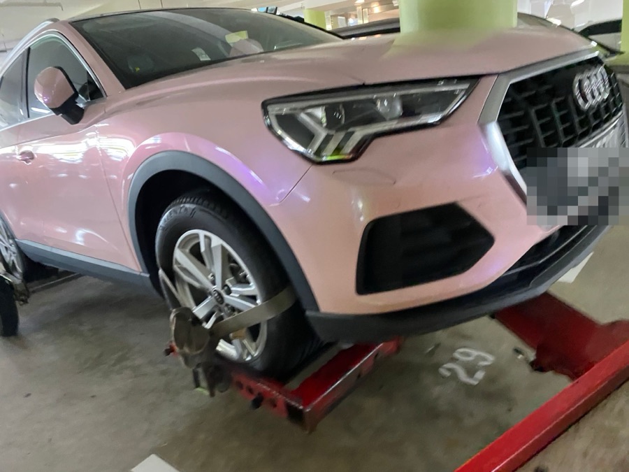 Audi Q3 towed in for repair at our Singapore workshop