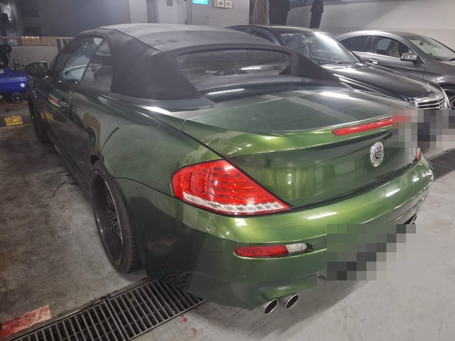 BMW 6 Series convertible at our Singapore workshop for servicing.