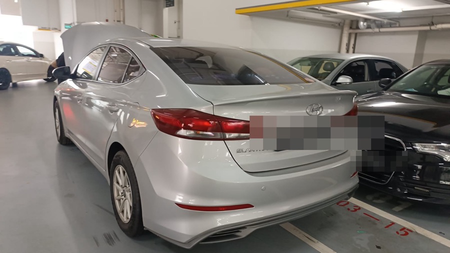 Hyundai Elantra at our Singapore workshop for servicing.