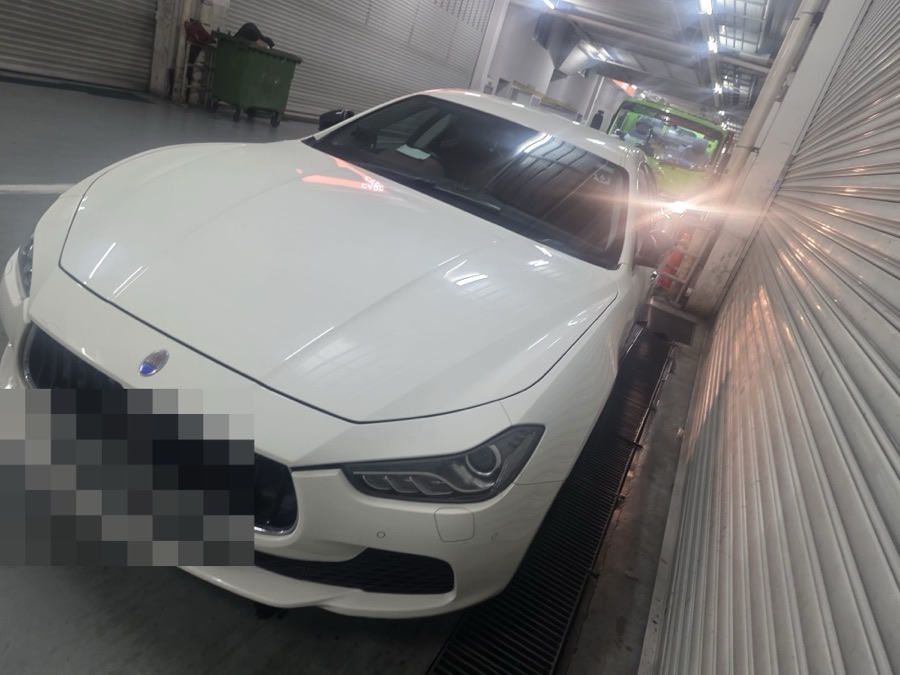 Maserati Ghibli parked at our Singapore workshop for servicing
