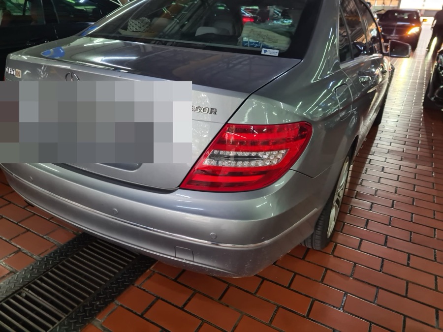 Mercedes-Benz C-Class brought in for repair at our Singapore workshop.