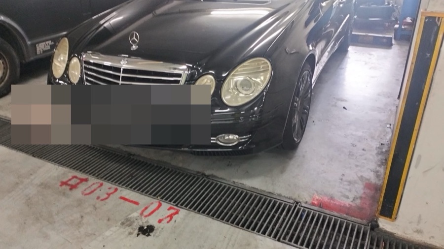 Black Mercedes-Benz E-Class at our Singapore workshop