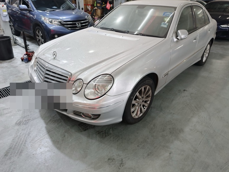 Mercedes-Benz E-Class parked at our Singapore workshop for servicing