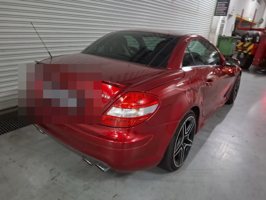 Mercedes-Benz SLK200 at our Singapore workshop for servicing.