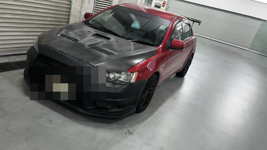 Mitsubishi Lancer Evolution in for servicing at our Singapore workshop