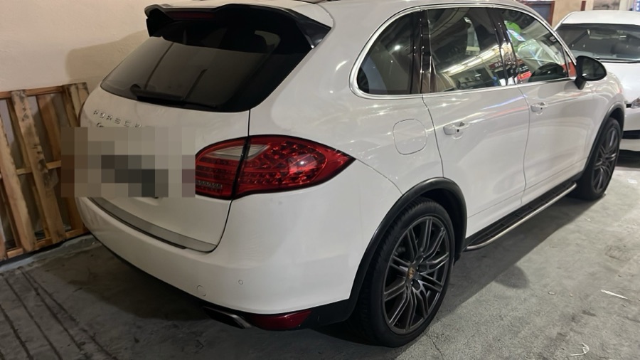 Porsche Cayenne rear view at our Singapore workshop.