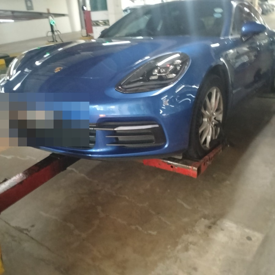 Porsche Panamera at our Singapore workshop for servicing