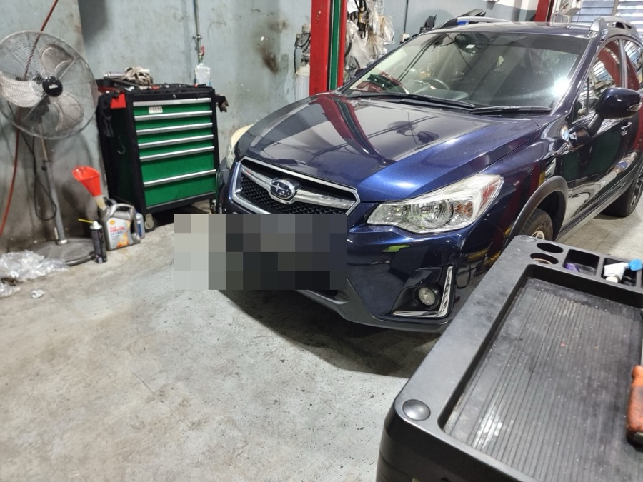 Subaru XV in for servicing at our Singapore workshop.