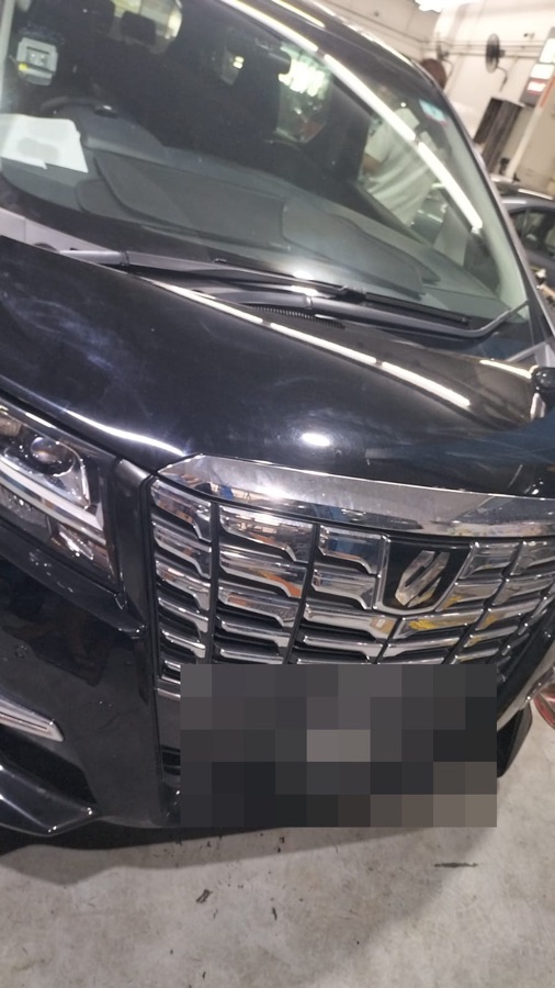 Toyota Alphard MPV front view at our Singapore workshop